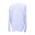 thumbnail image 3 of Lovskoo Sweaters for Women Long Sleeve Solid Color Round Neck Hollow Out Loose Sweater Purple, 3 of 4