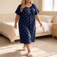 thumbnail image 5 of Ihhxva Plus Size Nightgown for Women Tie Neck Polka Dot Plus Size Sleep Dress Soft Casual Nightwear Relaxing at Home L-4XL, 5 of 6