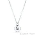 thumbnail image 2 of Initial Letter "M" Engraved Tiny 11x8mm (0.4"x0.3") Circle Pendant & Chain Necklace in .925 Sterling Silver, 2 of 3