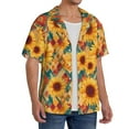 thumbnail image 2 of Pofeuu Diamond Bohemian Sunflower Print Mens Casual Short Sleeve Shirts Beach Summer Spread Collar Pocket Tops Men's Casual Short-sleeved Shirt-4X-Large, 2 of 5