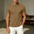 thumbnail image 6 of Mens Mock Neck T Shirts Short Sleeve Mock Turtleneck Undershirt Loose Fit Summer Casual Basic Tees Beige, 6 of 7
