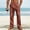 Brown, variant on Mens Linen Pants Breathable Slacks with Elastic Waist and Drawstring Lightweight Pant Summer Beach Trousers