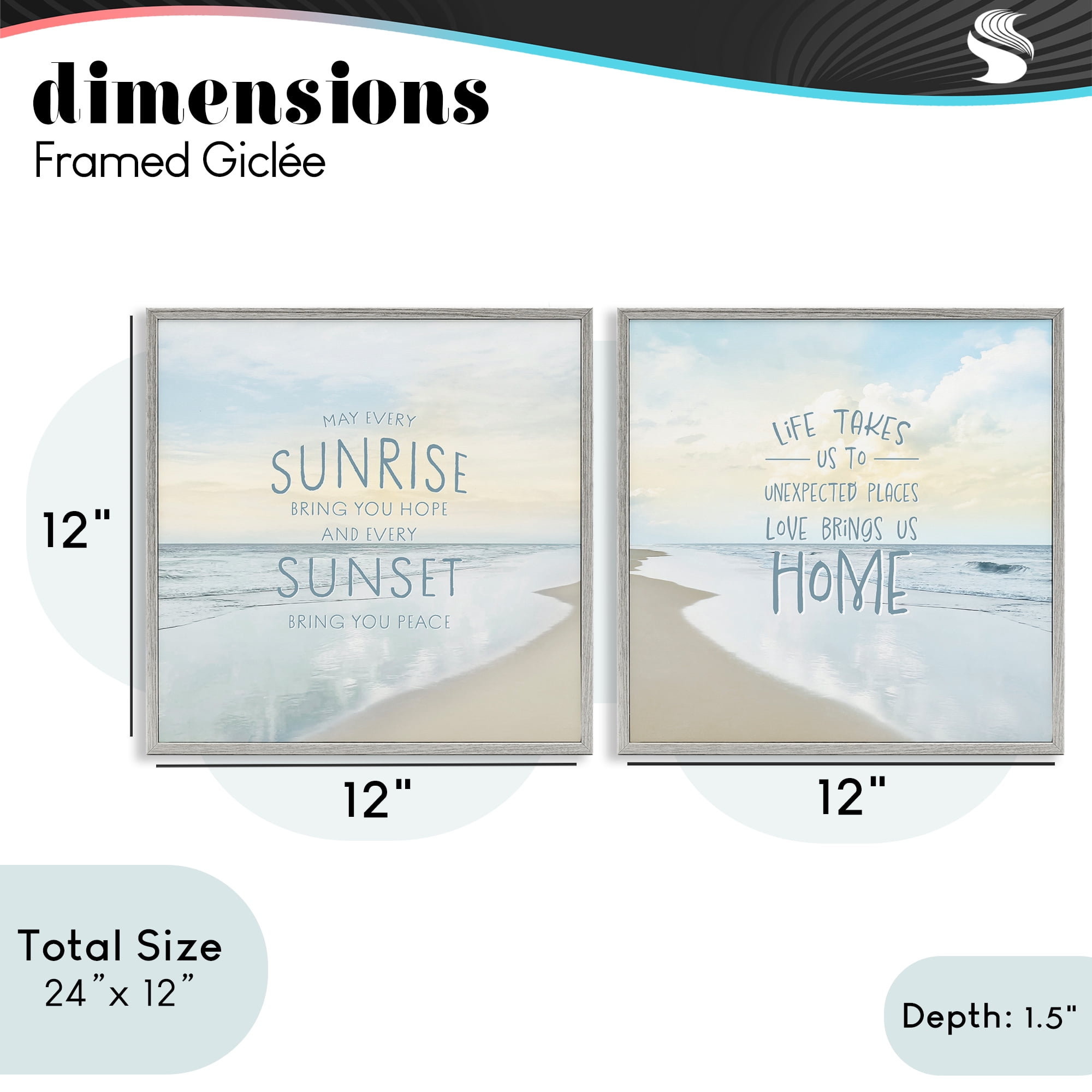 Stupell Industries Beautiful Beach Inspirations 2 Piece Gray Framed Giclee Art Set, design by Natalie Carpentieri