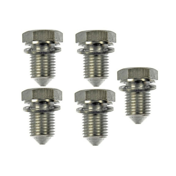 KarParts360 For Audi TTS Quattro 2018 Engine Oil Drain Plugs | 5 Pieces | Steel Material | Silver | 3 Bolt Grade | Conventional Drain Method | Replacement For N90813201, N90813202