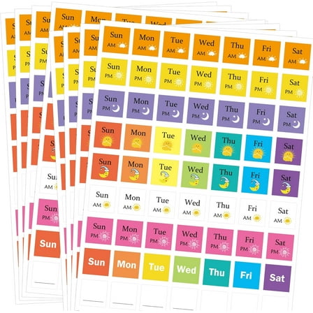 560pcs Medicine Stickers Medication Instruction Labels Morning Noon Evening Bedtime Medicine Reminder Stickers 0.78 Inch