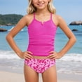 thumbnail image 2 of Ymyiu Teen Swimsuits Tankini Toddler Baby Girl Swimsuit Two-Piece Bathing Suit Bikini Top Trunks Shorts Bathing Suit Size 10-12 Years (Hot Pink,10-12 Years), 2 of 7