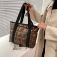 thumbnail image 2 of Bolsa de axila de rejilla acolchada acolchada para mujer Bolsa de asa superior de gran capacidad (marrón) Likrtyny multifunción de oficina, 2 of 9