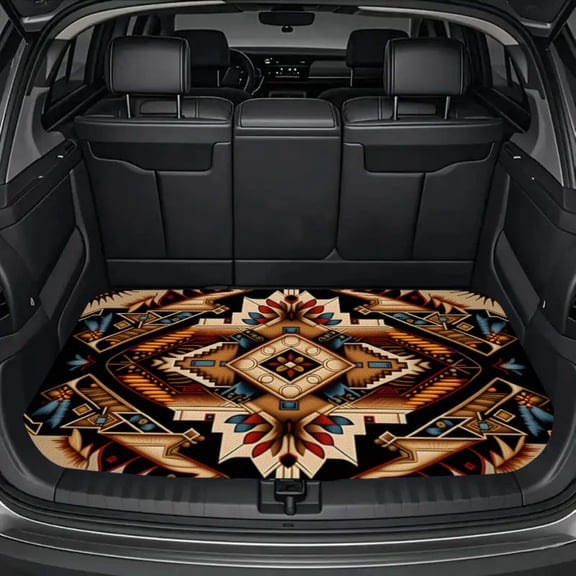 Bohemian Style Universal Car Trunk Mat All Weather Protection Cargo Liner Durable Vehicle Interior Accessories Suitable for Most Car Models