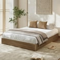 thumbnail image 1 of Full Bed Frame, Wood Platform Bed with Fluted Design, Low Profile BedFrame, Minimalist Bed Base with Noise-Free, Easy Assembly, No Box Spring Needed, Walnut, 1 of 6