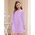 thumbnail image 3 of Lanbubble Girls Dresses Puff Long Sleeve Square Neck Homecoming Dress Cute A-Line Purple Dress For Teens 8-14 Years, 3 of 6