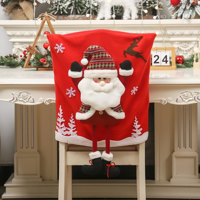 Christmas Fabric Figure Hands Up Long Legged Chair Set Kitchen Table Decoration Props