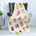 thumbnail image 4 of Food Soft Flannel Fleece Throw Blanket, Dessert Concept Sketches Ice Cream Donut Cake Honey Cupcake Chocolate Everything, Cozy Plush for Indoor and Outdoor Use, 50" x 60", Multicolor, by Ambesonne, 4 of 5
