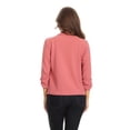 thumbnail image 5 of Women's Fitted Waist Length Jacket Open Front Draped Neck Ruched Sleeves, 5 of 6