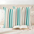 thumbnail image 3 of Teal Brown Stripe Outdoor Waterproof Pillow Covers, Gradient Geometric Vertical Striped Decorative Square Throw Pillowcase Sofa Cushion Sham for Patio/Couch/Chair, 18"x18" 2 Pack, 3 of 8