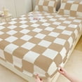 Full Size Plaid Mattress Cover, Flannel Fitted Sheet, Velvet Checkered