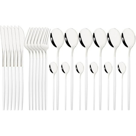 

dosili 24pcs Gold Stainless Steel Tableware Mirror Dinnerware Set Western Knife Fork Spoons Flatware Cutlery Set Kitchen Silverware