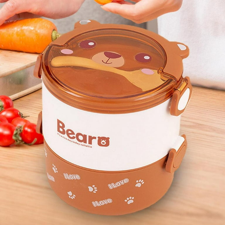 Stackable Bento Box Kids Cute Bear Leakproof Lunch Containers For Hot Food  Vacuum Thermos Lunch Box Thermal Boxes Kitchen Gadget