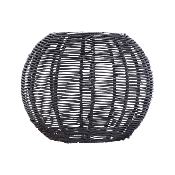 Pantalla de lámpara tejida Boho Mimbre Ratán Pantalla de lámpara de ratán Lámpara colgante de ratán tejido Negro
