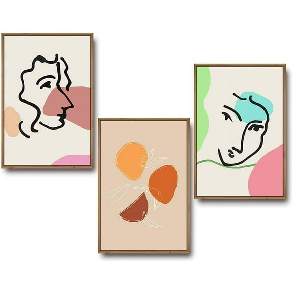 IDEA4WALL 3 Piece Framed Canvas Wall Art for Living Room, Bedroom Mattis and Brutalist Canvas Prints for Modern Home Decoration Ready to Hang