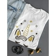 thumbnail image 3 of Smartprints Womens Graphic Tee White - Cute Magic Gold Unicorn 100% Cotton Regular Fit, 3 of 4