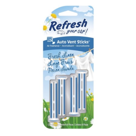 Refresh Your Car Air Freshener, Vent Stick, Fresh Linen, 4/package, sold by