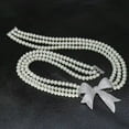 thumbnail image 4 of K-KED 3 strand 6-7mm white freshwater pearl Necklace CZ, 4 of 7