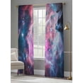 thumbnail image 4 of Colorful Nebulae Sheer Curtains for Living Room Bedroom, Abstract Shiny Gradient Pink Blue Purple Cosmos Sky Star Light Filtering Sheer Curtains, Rod Pocket Voile Window Drapes, 2 Panels Set 52"x 96", 4 of 7