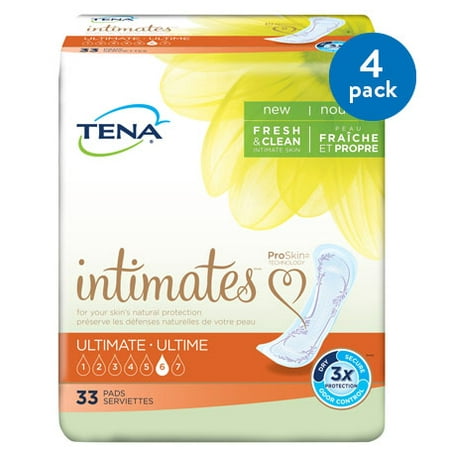 (4 Pack) Tena Incontinence Pads for Women, Ultimate, 33 (Best Disposable Bed Pads For Incontinence)