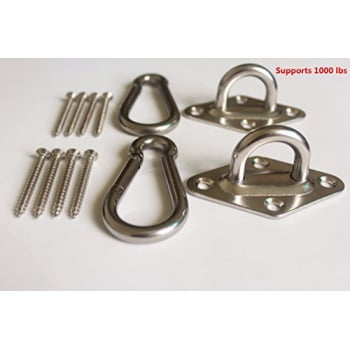 Indoor Hammock Apartment mhmydz 1000 lb capacity heavy duty hammock hanging kit ultra durable hammock hooks&carabiners for hammock stand,yoga&brazilian hammocks,swing chair,multiple indoor outdoor suspension ceiling hooks ()