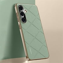 For Samsung Galaxy S25 5G Plain Leather Shockproof With Anti-Fingerprint Camera Protection Phone Case,Green,For Galaxy S25 5G