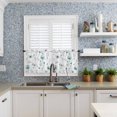 thumbnail image 6 of Half Window Curtains 24 Inches Long, Turquoise Flowers Window Treatment Curtain Drapes, Farmhouse Spring Botanical Floral Short Curtains Tiers for Kitchen Over Sink, 27.5"x24", 2 Panels, 6 of 7