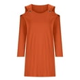 thumbnail image 4 of IROINNID Long Sleeve Dress for Women Mid-Length Fit&Flare Dress V-Neck Cold Shoulder Long Sleeve Button Metal Buckle Solid Dresses,Orange, 4 of 6