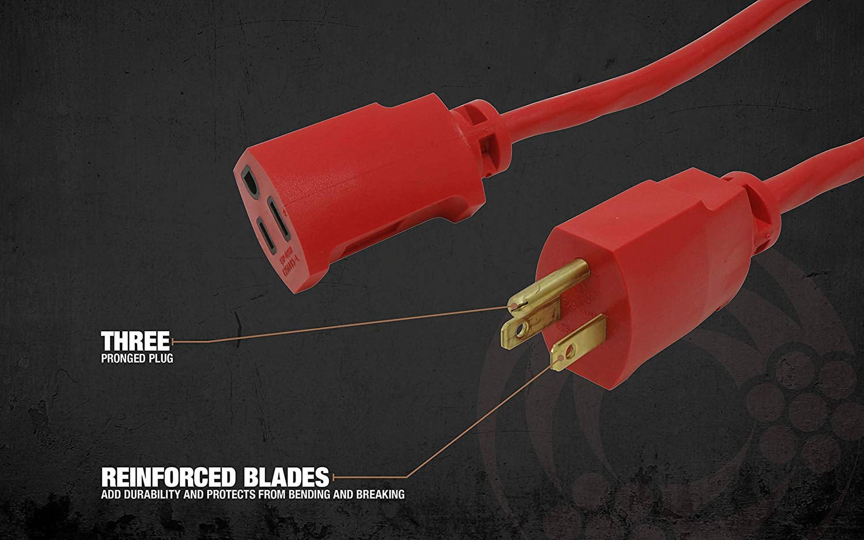 Southwire 2407SW8804 14/3 25' Red SJTW Heavy-Duty General Purpose Extension Cord