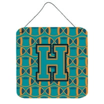 Letter H Football Aqua Orange and Marine Blue Wall or Door Hanging Prints