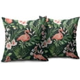 thumbnail image 2 of Flamingo Pillow Covers 16x16 Set of 2 Summer Tropical Leaves Floral Floral Print Black Decorative Throw Pillows Outdoor Hawaii Flower Farmhouse Pillowcases Cushion Case Decor for Home Sofa Couch Bed, 2 of 6