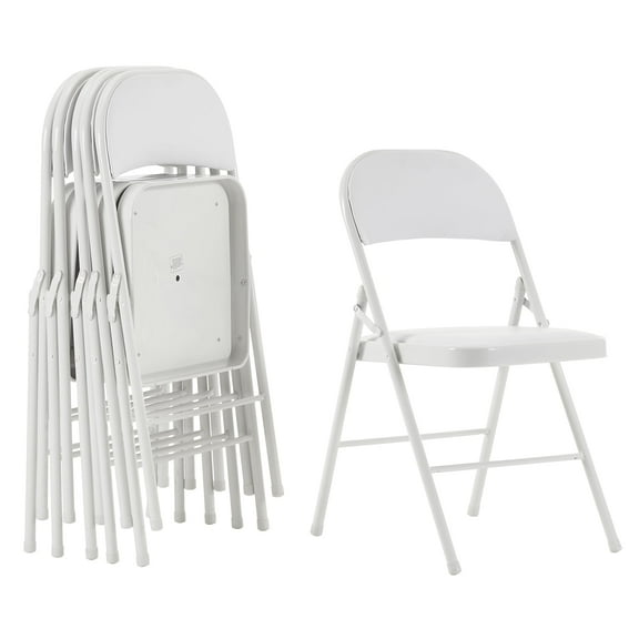 6-Pack White Folding Chairs – Lightweight PVC & Iron Frame, Event, Convention, or Home Use