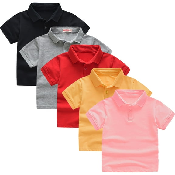 FLMEI 1-9T Girls Boys Lapel T- Shirt Short Sleeve Tees Casual Button down Tops for Baby Kids Toddler Summer Tees Shirt