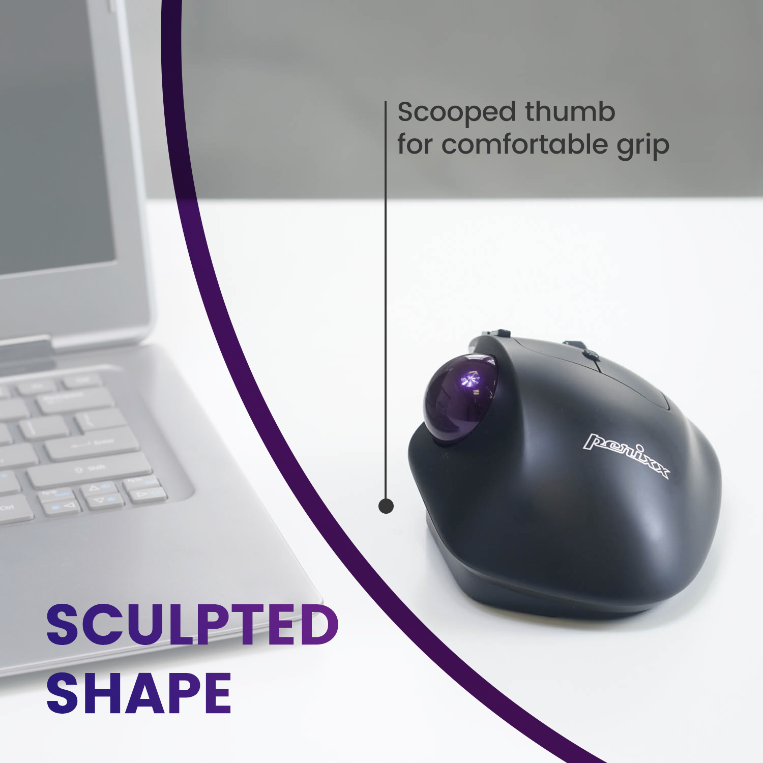 Perixx PERIMICE-720, USB Wireless Ergonomic Trackball Computer Mouse with Adjustable Angle, Black