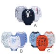 thumbnail image 4 of URMAGIC 3PCS Baby Boys and Girls Summer Long Sleeve One-Piece Romper Cute Cartoon Jumpsuit Outfits, 4 of 4