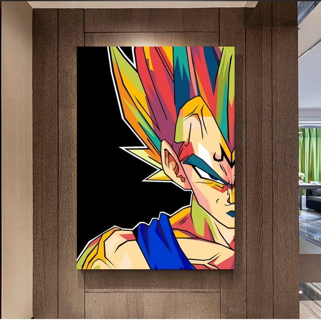 Cuadro Decorativo Dragon Ball Majin Vegeta Colorido Media Cara Dcha. Canvas Listo Para Colgar 28x41cm Jungle Art Impresion Tela Arte