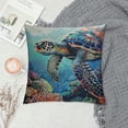 thumbnail image 2 of Fenyluxe Summer Turtle Throw Pillow Cover for Kids Boys Girls,Colorful Sea Turtle Square Pillow Case,Watercolor Ocean Animal Pillow Cover,Hawaii Coral Cushion Case for Bedroom White, 2 of 5