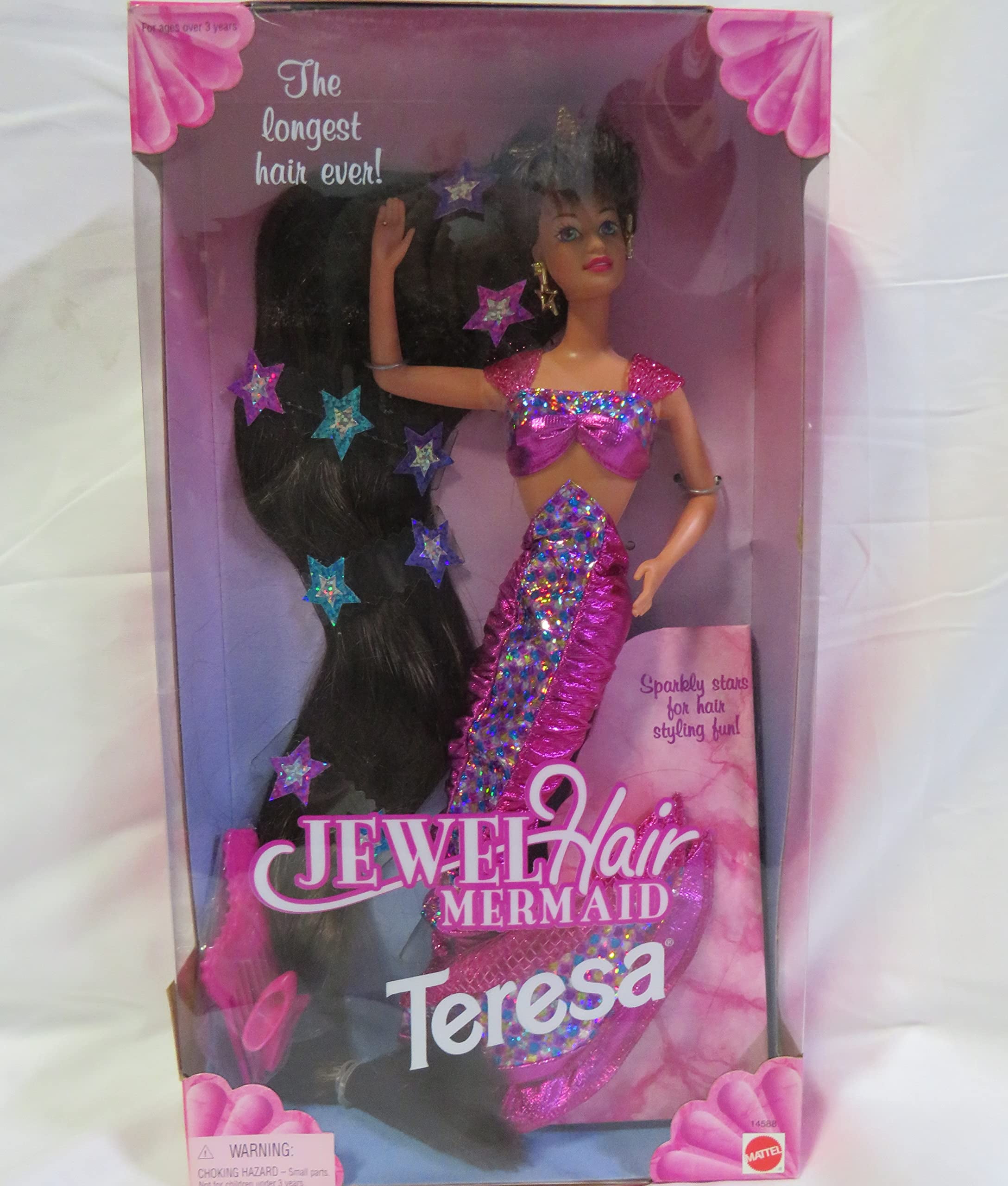 Barbie 1995 Jewel Hair Mermaid Teresa Doll in Pink with The Longest Hair Ever Barbie Walmart en linea