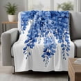 thumbnail image 2 of Blue Eucalyptus Leaves Blanket Soft Cozy Warm Throw Blanket for Couch, Plush Fuzzy Flannel Fleece Blankets for Sofa, Botanical Foliage Spring Bed Blankets Lightweight Gifts for Women, 32"x48", 2 of 9