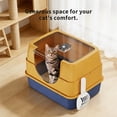 thumbnail image 2 of Flip-Top Hooded Cat Litter Box, Stainless Steel Metal Tray with Litter Scoop & Double-Layer Mat, Odor Control Splash-Proof Enclosed Pet Toilet with Plastic Bottom Basin, 2 of 6