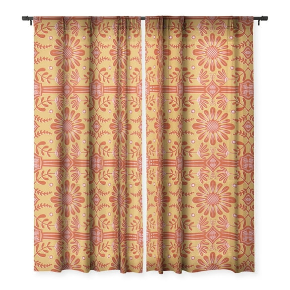 Society6 Sewzinski Boho Florals 84" x 50" Single Panel Sheer Window Curtain