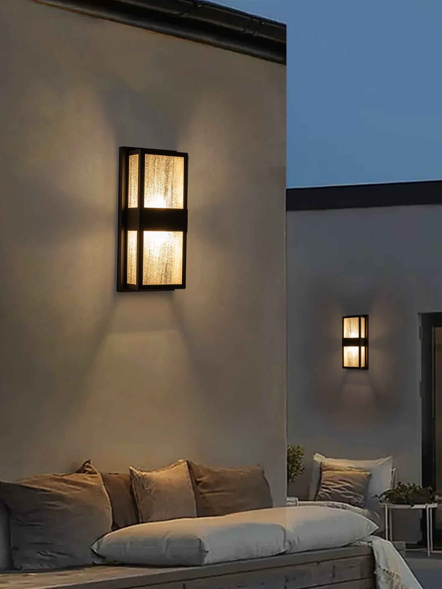 15"H Outdoor Led Wall Sconce with Seeded Glass