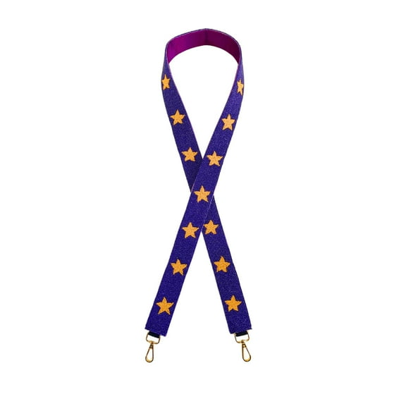 Purple with Gold Stars Football Beaded Purse Strap 49 for Clear Bags Sports Team Louisiana Fleur Yellow Gold Clasps Tigers Replacement
