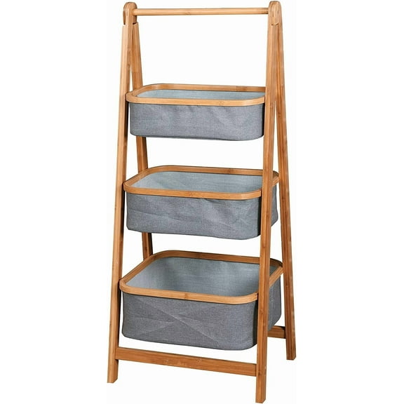 ZOPan 3-Tier Bamboo Storage Rack – Versatile Shelving Unit for Bedroom, Living Room, Garage, Basement & Kitchen Pantry, Space-Saving Organizer with Sturdy Natural Wood Construction