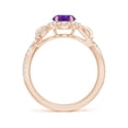 thumbnail image 2 of ANGARA Natural Oval 1.15 ct Amethyst Twisted Vine Ring with Diamond Halo in 14K Rose Gold for Women (Size-8x6mm) | February Birthstone, Anniversary, Jewelry Gift for Women | Natural Amethyst Ring, 2 of 10