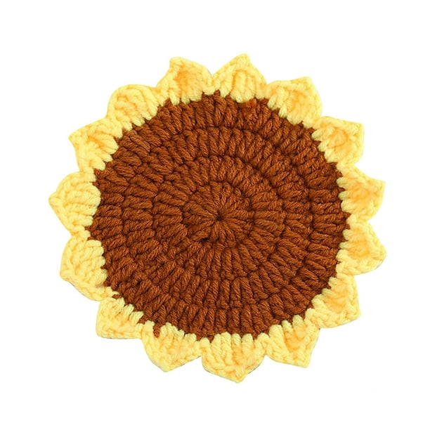 Alfombrilla Para Tazas Con Bonitas Flores, Tejida A Mano, Gruesa, Para El Invierno